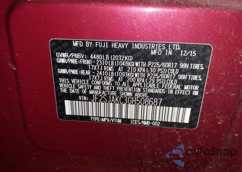 2016 Subaru Forester 2.5I Limited from USA, damaged, VIN JF2SJAKC3GH508687